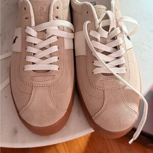Polo by Ralph Lauren Tan Suede Sneakers with White Details